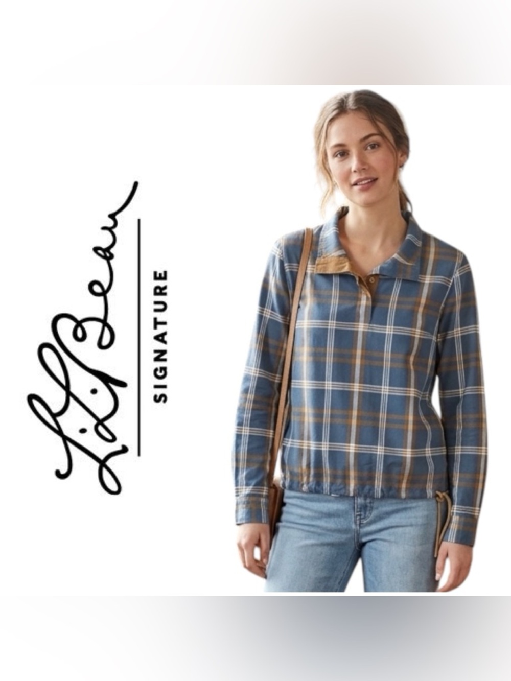 LLBean Signature soft brushed Plaid Pullover Top